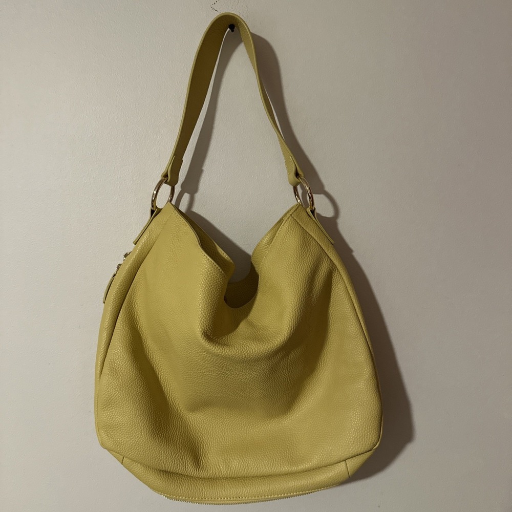 Laggo: The Taylor Yellow‎ Leather Hobo Front Zipper Pocket Shoulder Handbag